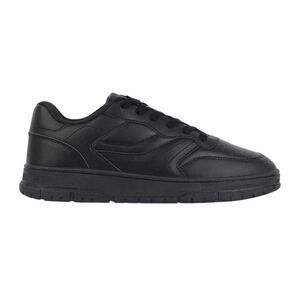 Fabric Mens Lace Up Flat Sneakers / Black
